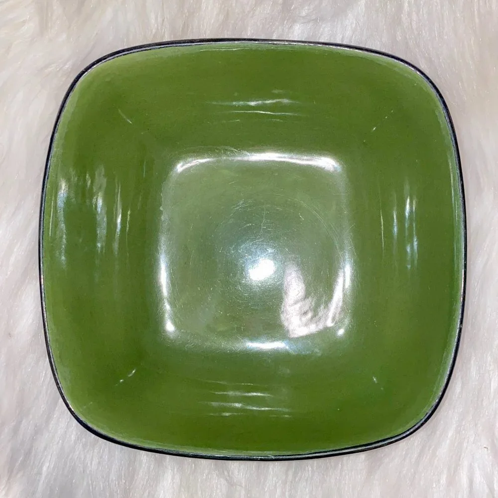 Green and Black Glazed Stoneware Bowl